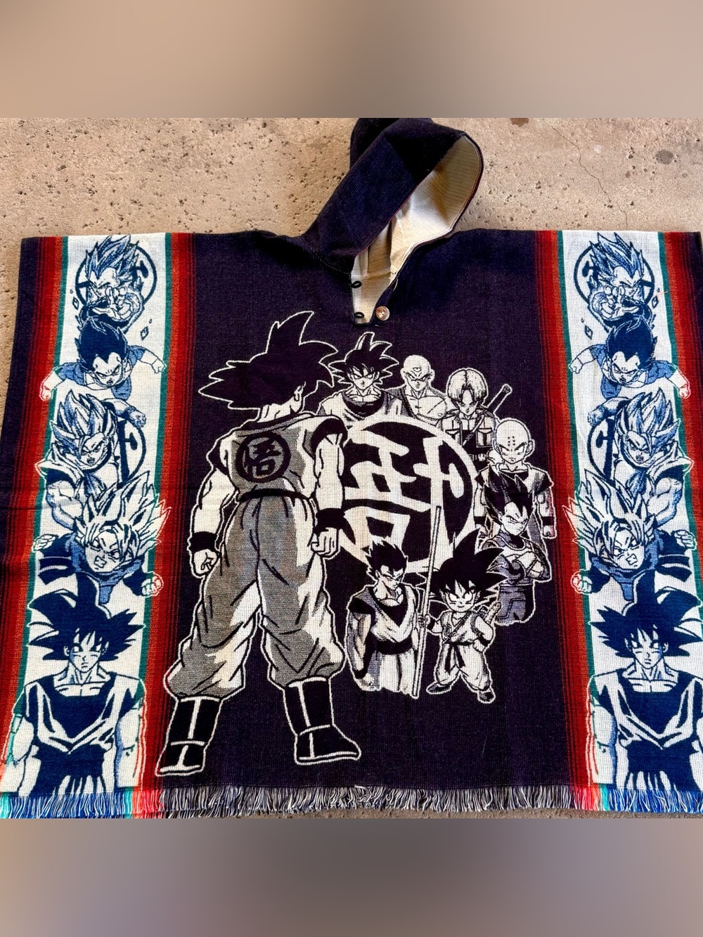 Goku adult alpaca poncho, one size handmade in Ecuador.
